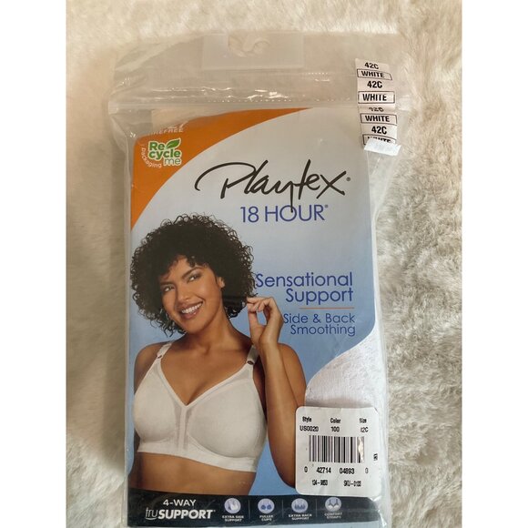 Playtex 18 Hour Sensational Support Wireless Bra 20/27 WHITE 42C - Picture 2 of 7